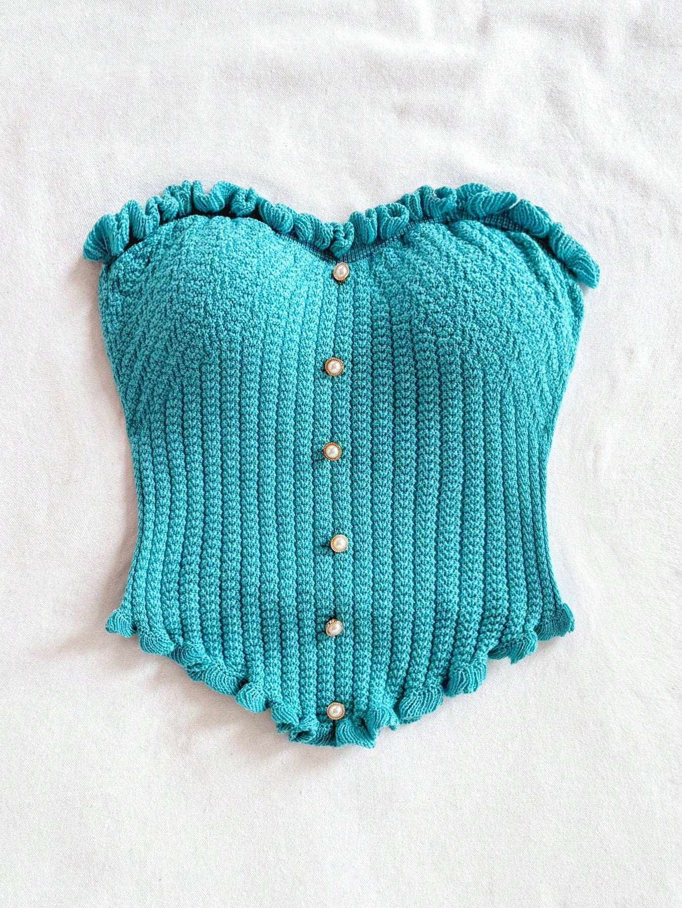 Soleia Women's Button Decor Fashion Casual Ruffle Hem Knitted Camisole Top,Going Out Top