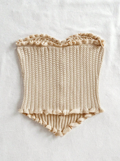 Soleia Women's Button Decor Fashion Casual Ruffle Hem Knitted Camisole Top,Going Out Top