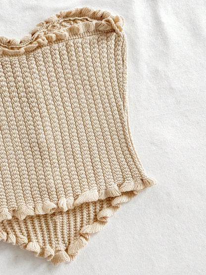 Soleia Women's Button Decor Fashion Casual Ruffle Hem Knitted Camisole Top,Going Out Top