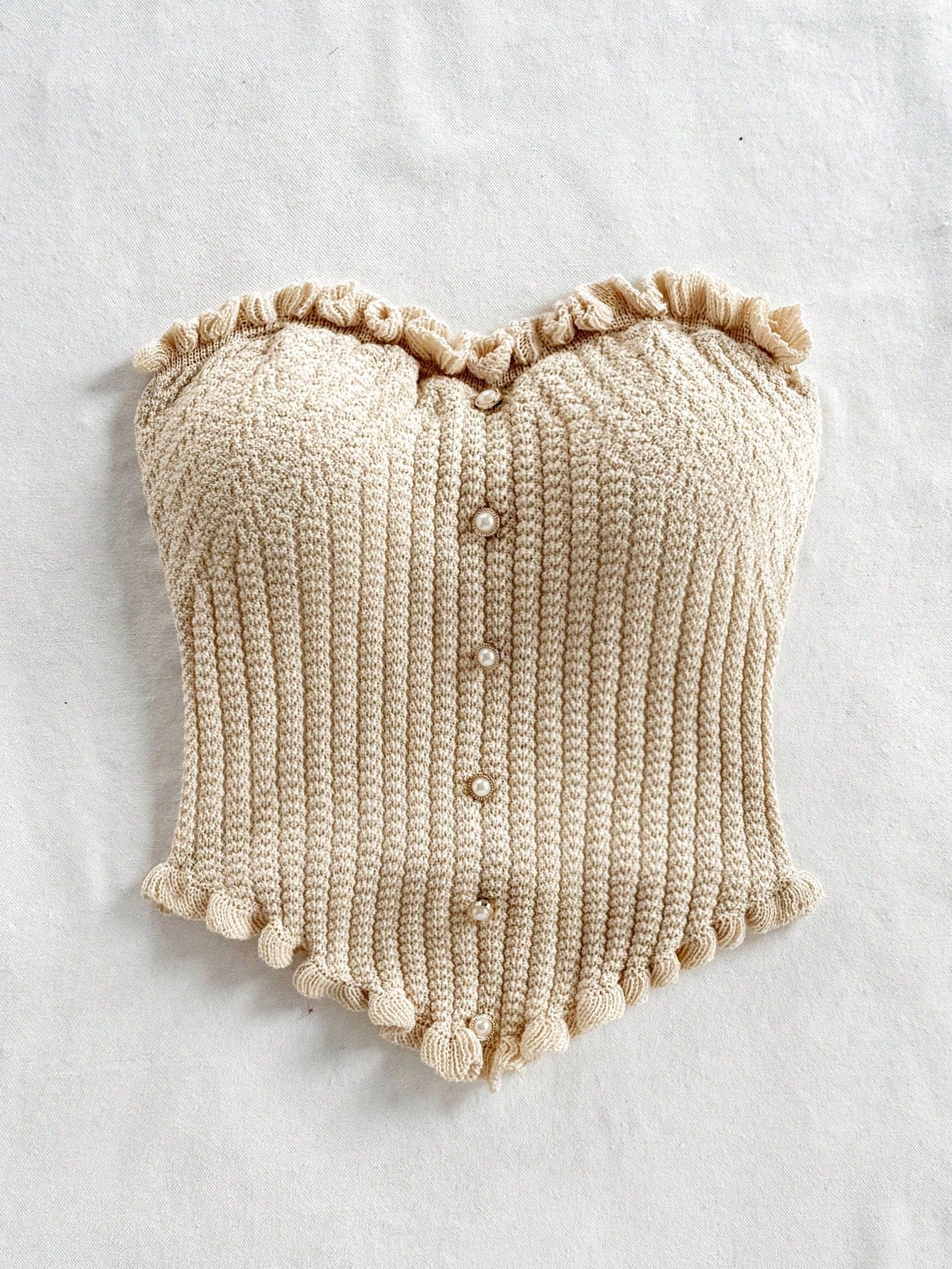 Soleia Women's Button Decor Fashion Casual Ruffle Hem Knitted Camisole Top,Going Out Top