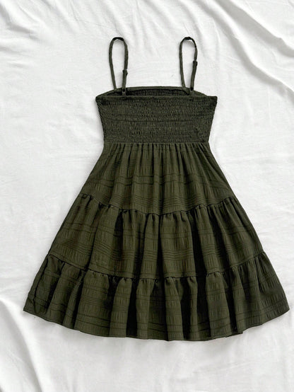 Soleia WYWH Women Spring Break Solid Ruffle Hem Cami Blue Dress,Summer Dresses For Women