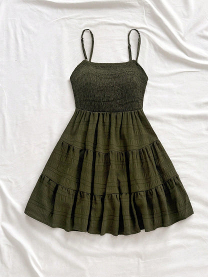 Soleia WYWH Women Spring Break Solid Ruffle Hem Cami Blue Dress,Summer Dresses For Women