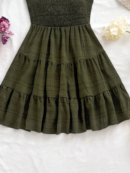 Soleia WYWH Women Spring Break Solid Ruffle Hem Cami Blue Dress,Summer Dresses For Women