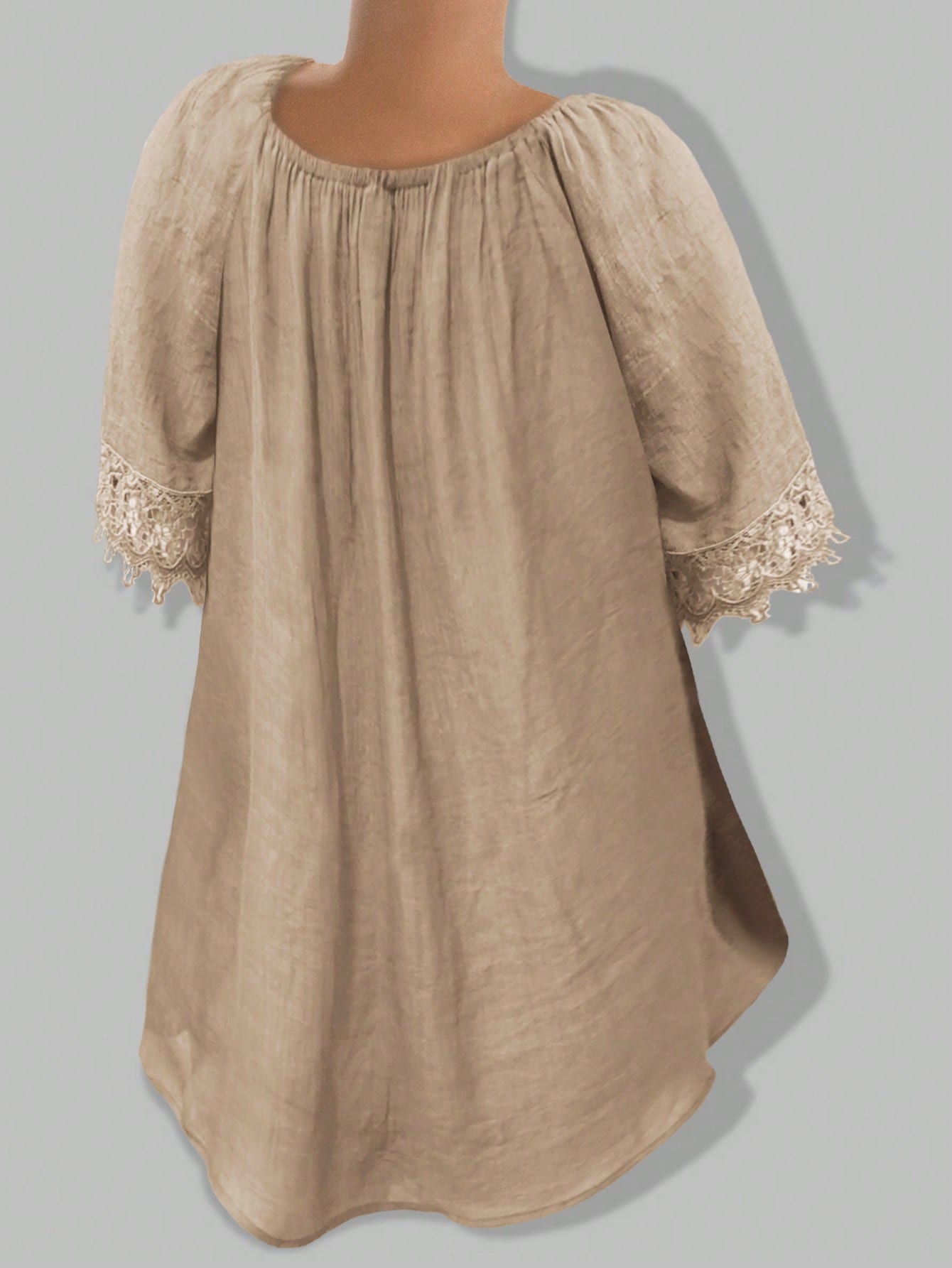 EMERY ROSE Women Plain Short Sleeve Ruffle Detail Casual Blouse, Everyday Wear