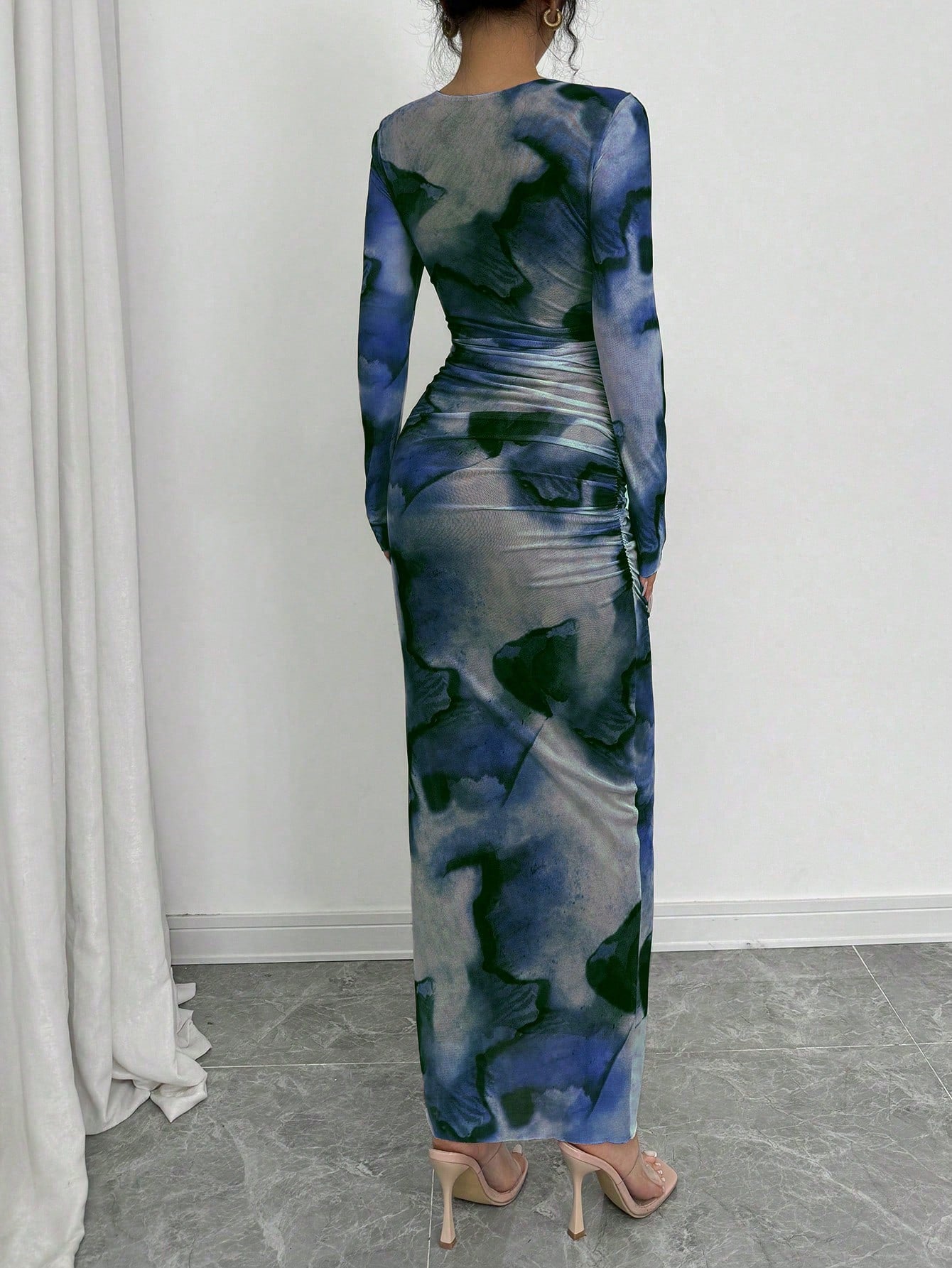 Elenzga Elegant Gradient Long Sleeve Slim Fit Women's Dress Fall Cloth For Women