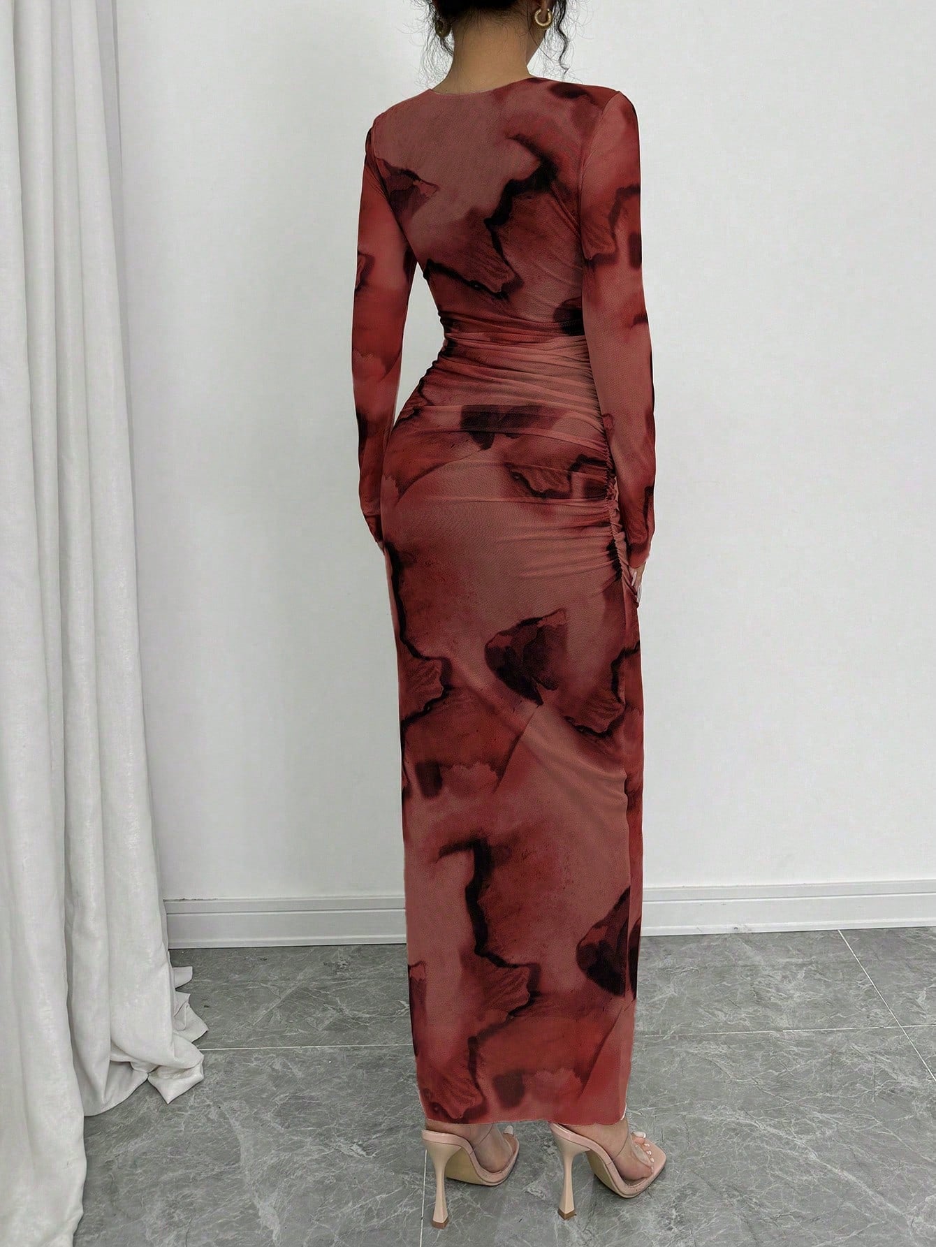 Elenzga Elegant Gradient Long Sleeve Slim Fit Women's Dress Fall Cloth For Women