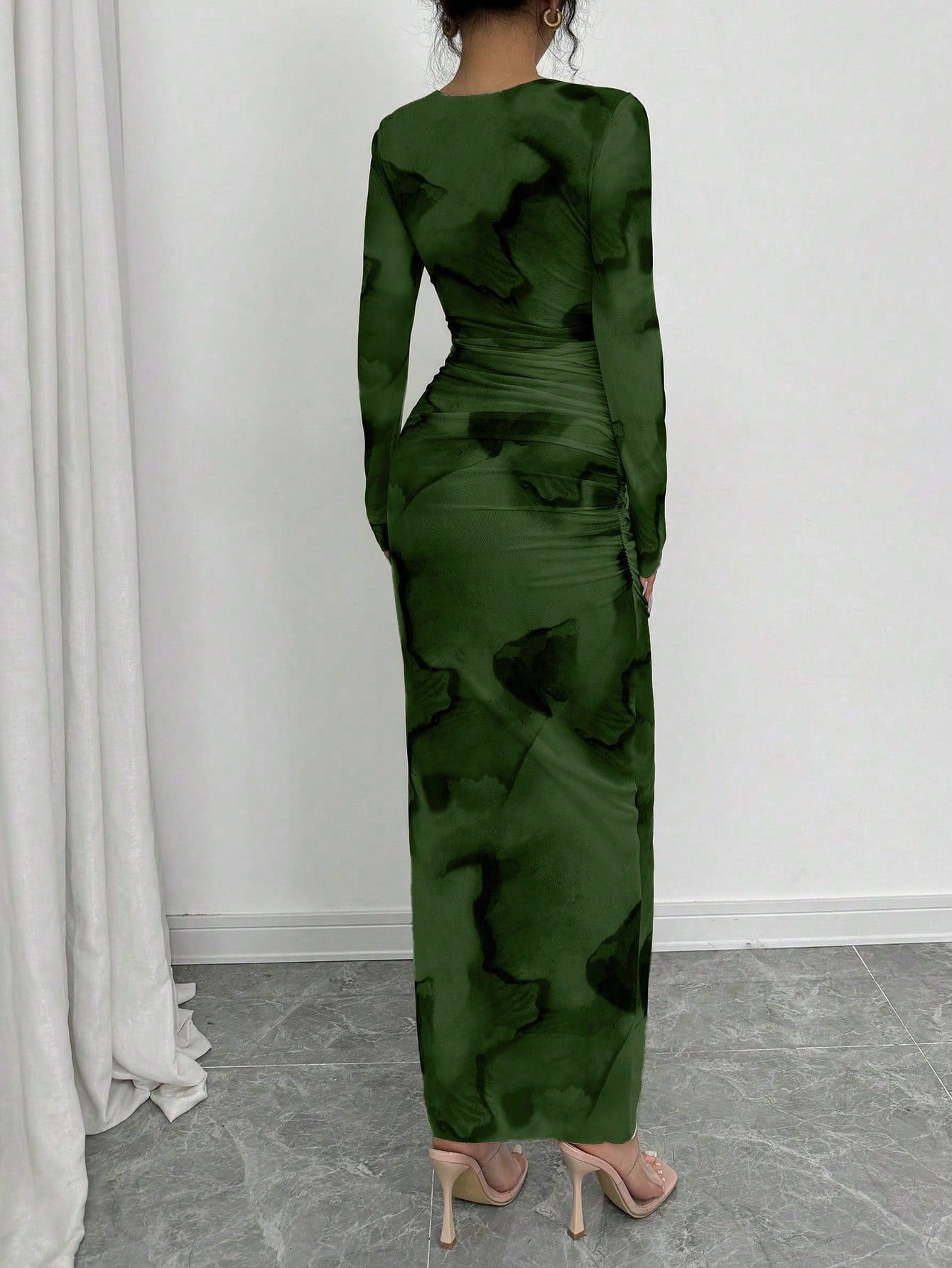 Elenzga Elegant Gradient Long Sleeve Slim Fit Women's Dress Fall Cloth For Women