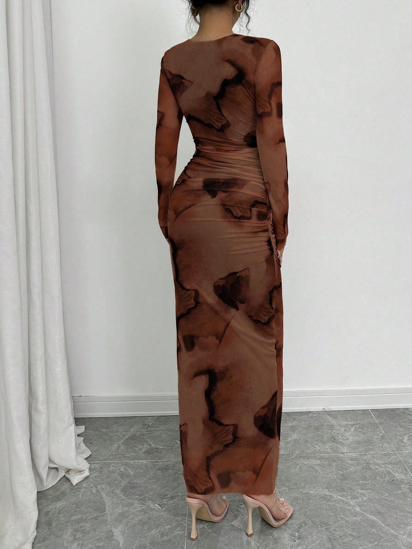 Elenzga Elegant Gradient Long Sleeve Slim Fit Women's Dress Fall Cloth For Women