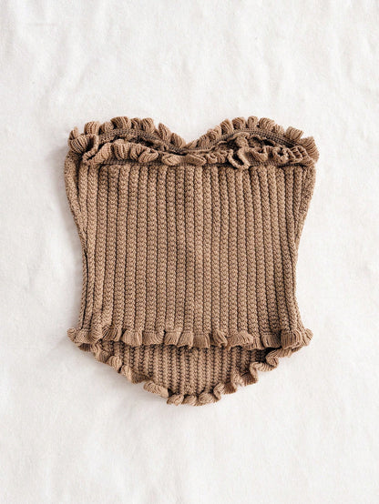 Soleia Women's Button Decor Fashion Casual Ruffle Hem Knitted Camisole Top,Going Out Top