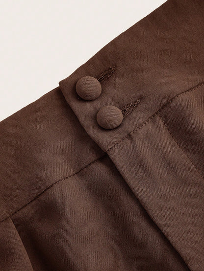 Poéselle Summer High-Waisted Pants Multi-Piece Set, Wide Leg Pants High Waist Fold Pleated Wide Leg Pants, Pants, Loose Fit, Long Pants