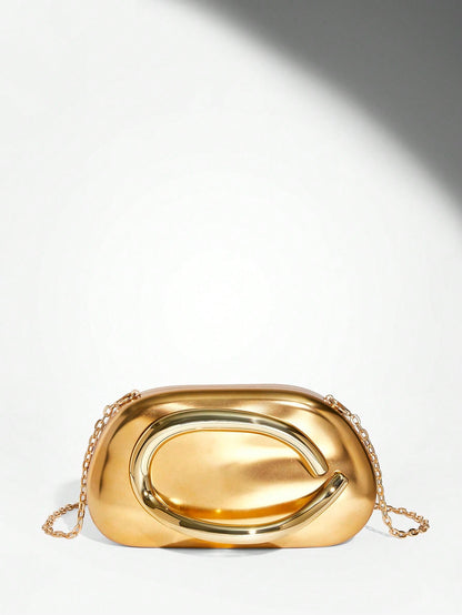 SHEIN BAE Women's Fashionable Metallic Effect Evening Party Clutch Bag, Perfectly Matching With Bridal Party, Party Bags,Perfect For Party Wedding Prom Dinner/Banquet Matching With Holiday Party Dress Evening Dress & Sequin Dress