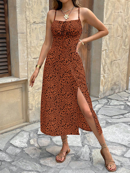 SHEIN Frenchy Women Ditsy Floral Side Slit Hem Cami Dress,Summer Dresses,Summer Dresses For Women,Floral