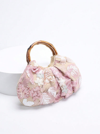 2024 Spring New Arrival Women Handbag, One Piece Of Solid Color Pearl Glossy PU Cloud Bag, Fashionable And Concise Stitching Design With Elegant Elegant For Lady, Foldable And Wrinkled Bag Style.