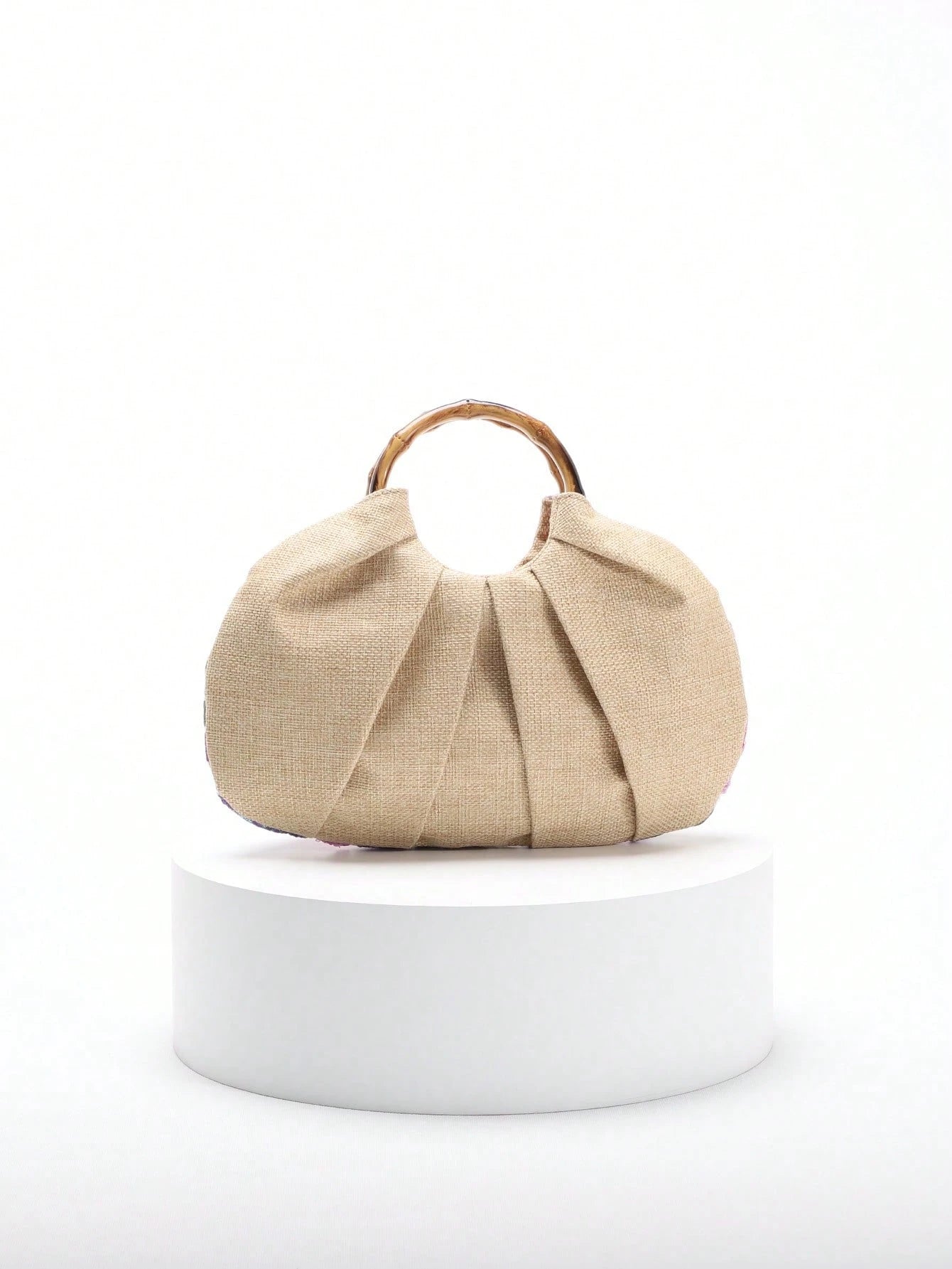 2024 Spring New Arrival Women Handbag, One Piece Of Solid Color Pearl Glossy PU Cloud Bag, Fashionable And Concise Stitching Design With Elegant Elegant For Lady, Foldable And Wrinkled Bag Style.