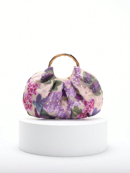 2024 Spring New Arrival Women Handbag, One Piece Of Solid Color Pearl Glossy PU Cloud Bag, Fashionable And Concise Stitching Design With Elegant Elegant For Lady, Foldable And Wrinkled Bag Style.