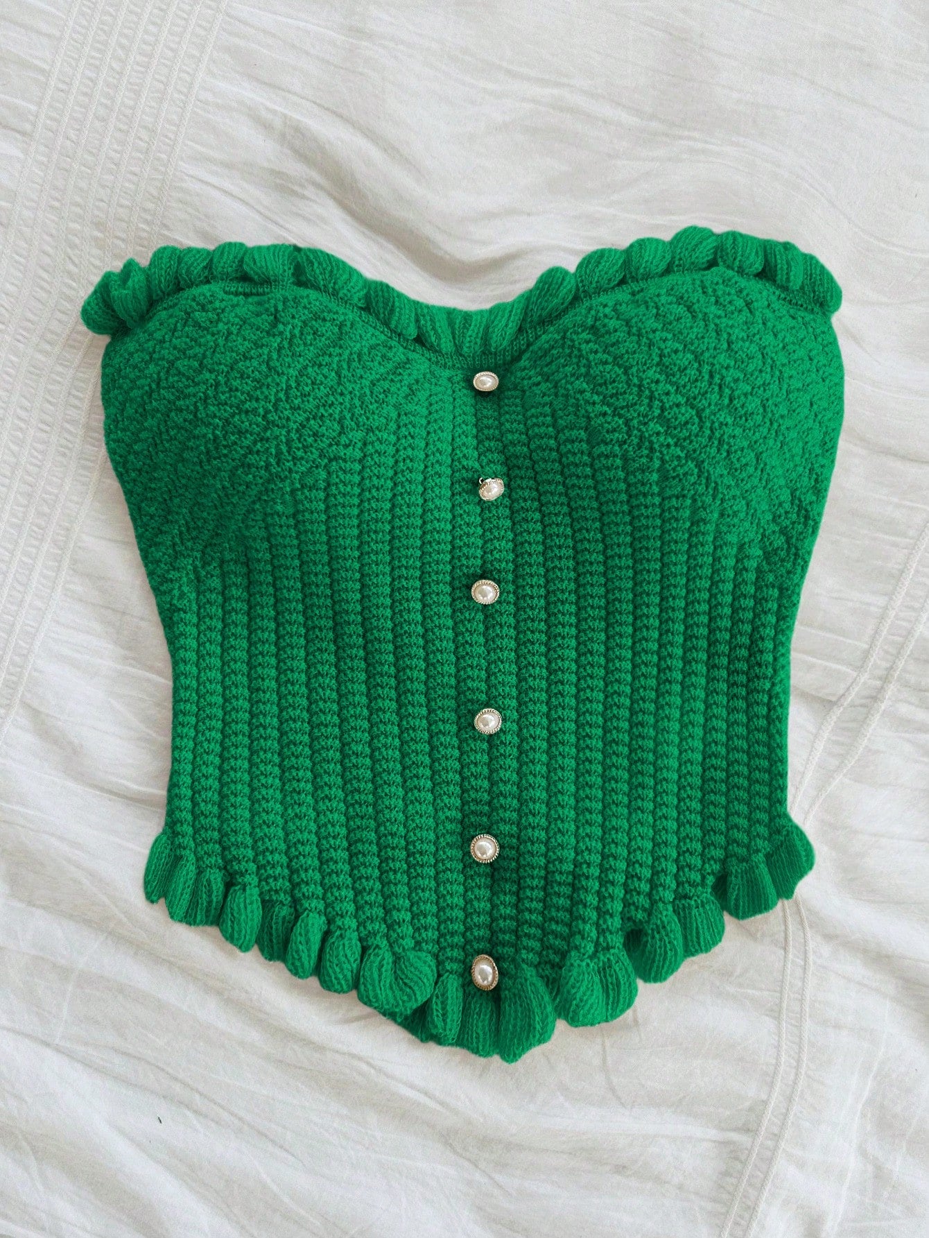 Soleia Women's Button Decor Fashion Casual Ruffle Hem Knitted Camisole Top,Going Out Top