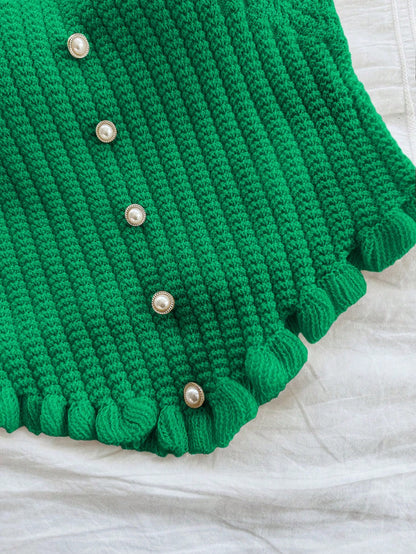 Soleia Women's Button Decor Fashion Casual Ruffle Hem Knitted Camisole Top,Going Out Top