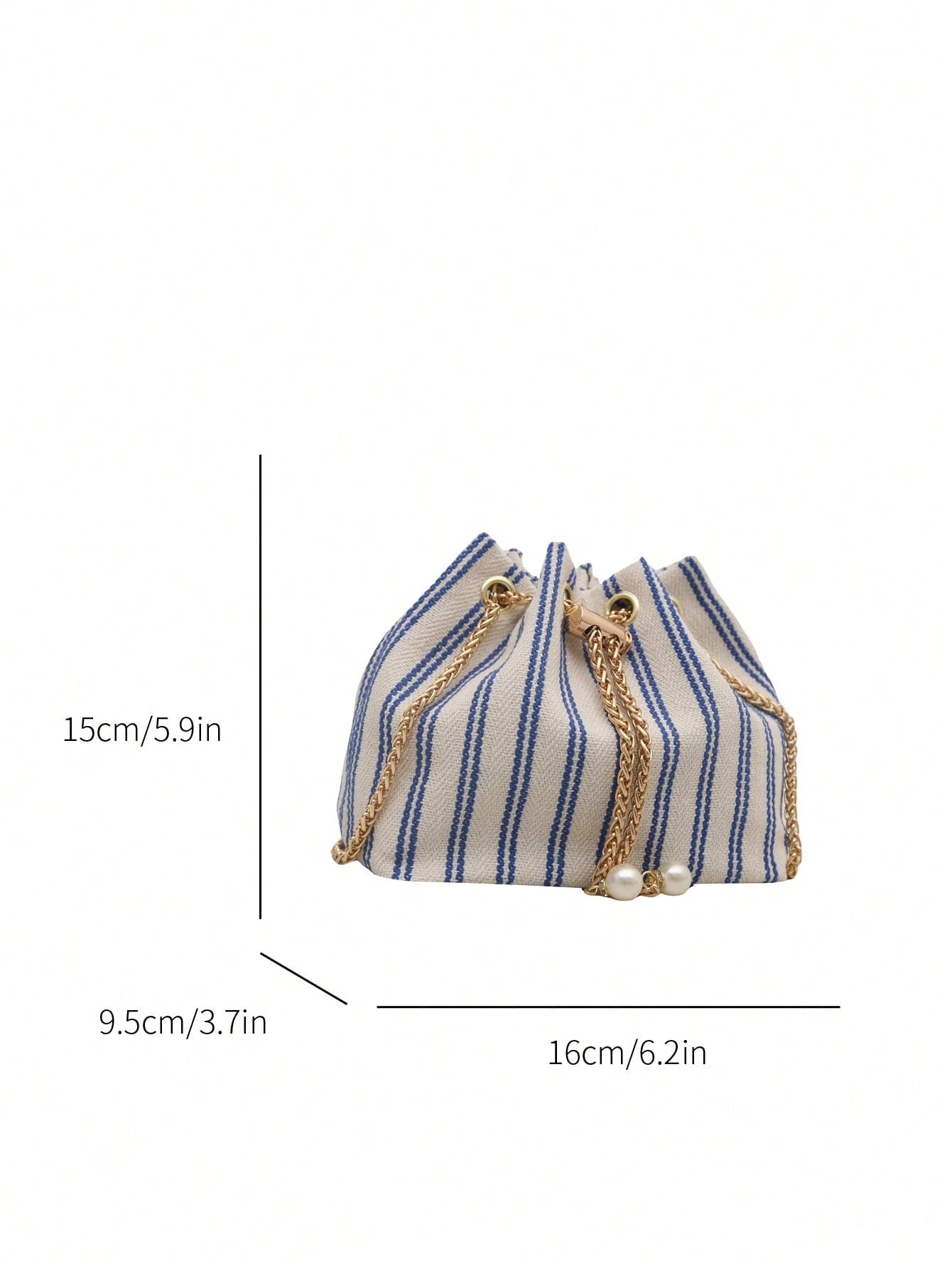 Fashion Solid Color Hollow Out Woven Chain Drawstring Mini Crossbody Bucket Bag