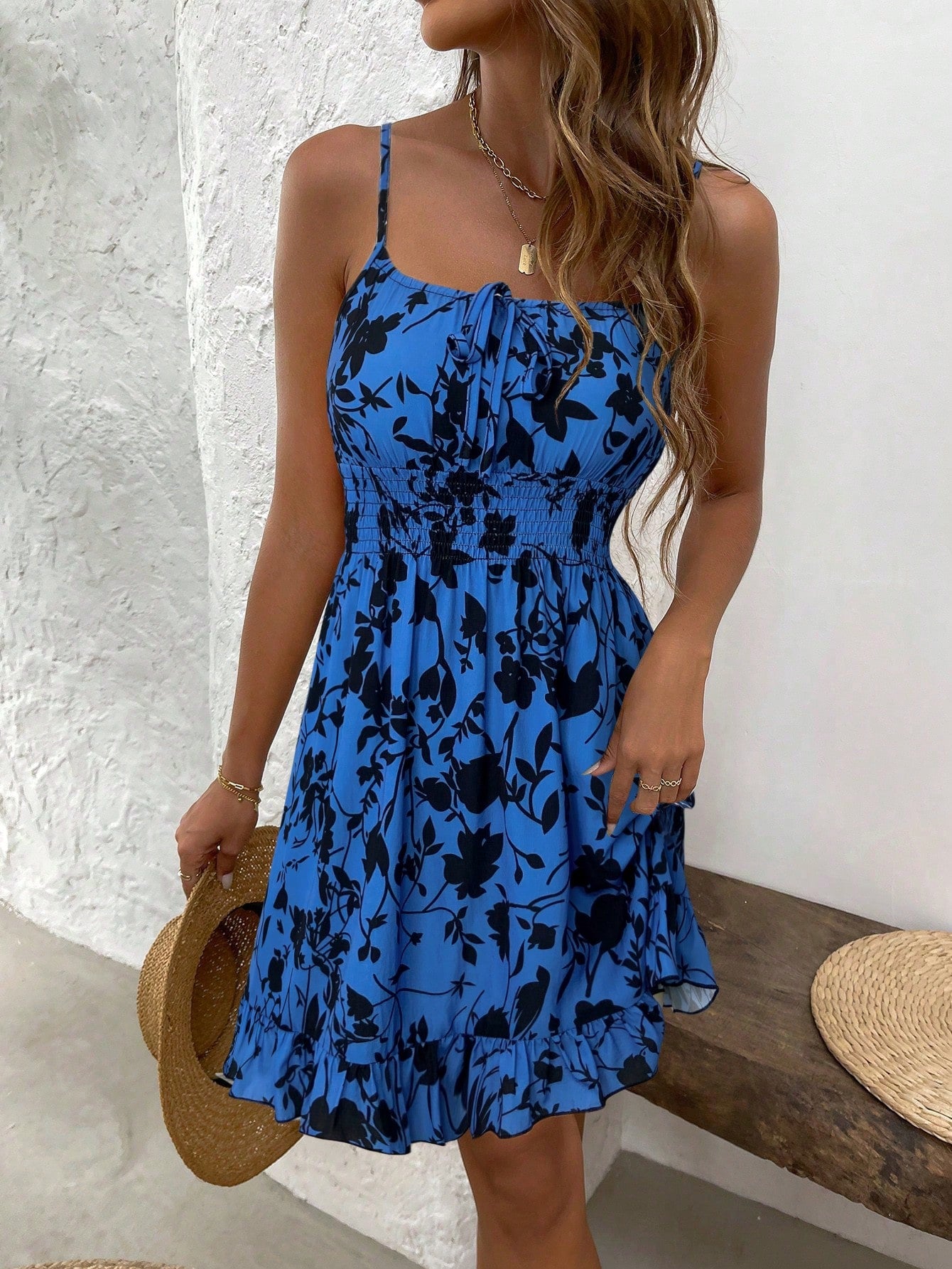 SHEIN PETITE Summer Printed Waist Cinching Sexy Strapless Bodycon Dress, Vintage Floral Print Waist Tightening Sexy Petite Strap Dress, Fashion Waist Cinching Sexy Floral Print Lady-Like Dress