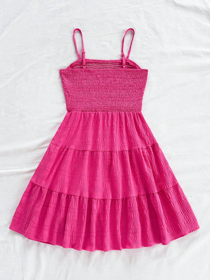 Soleia WYWH Women Spring Break Solid Ruffle Hem Cami Blue Dress,Summer Dresses For Women