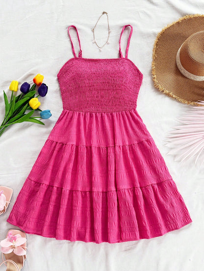 Soleia WYWH Women Spring Break Solid Ruffle Hem Cami Blue Dress,Summer Dresses For Women