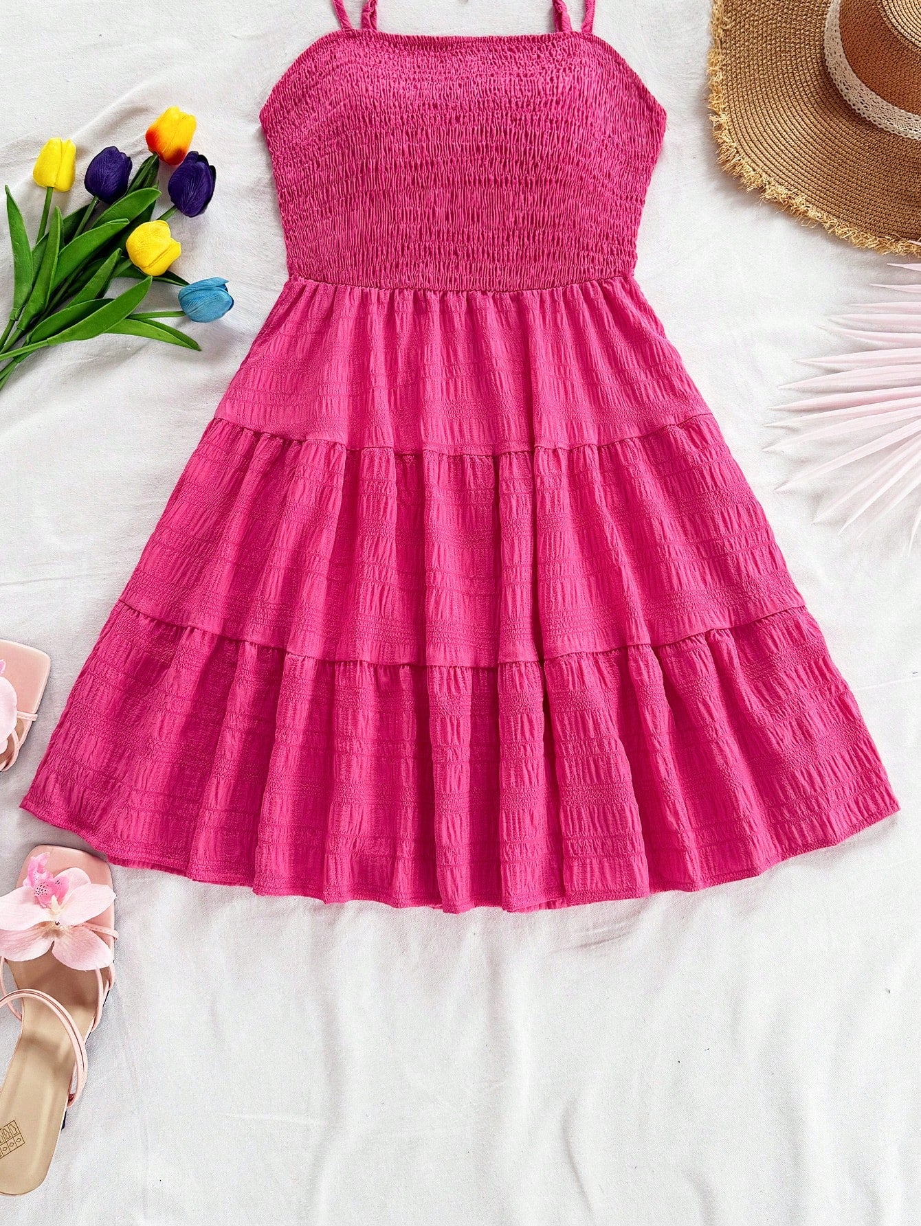 Soleia WYWH Women Spring Break Solid Ruffle Hem Cami Blue Dress,Summer Dresses For Women