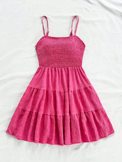 Soleia WYWH Women Spring Break Solid Ruffle Hem Cami Blue Dress,Summer Dresses For Women