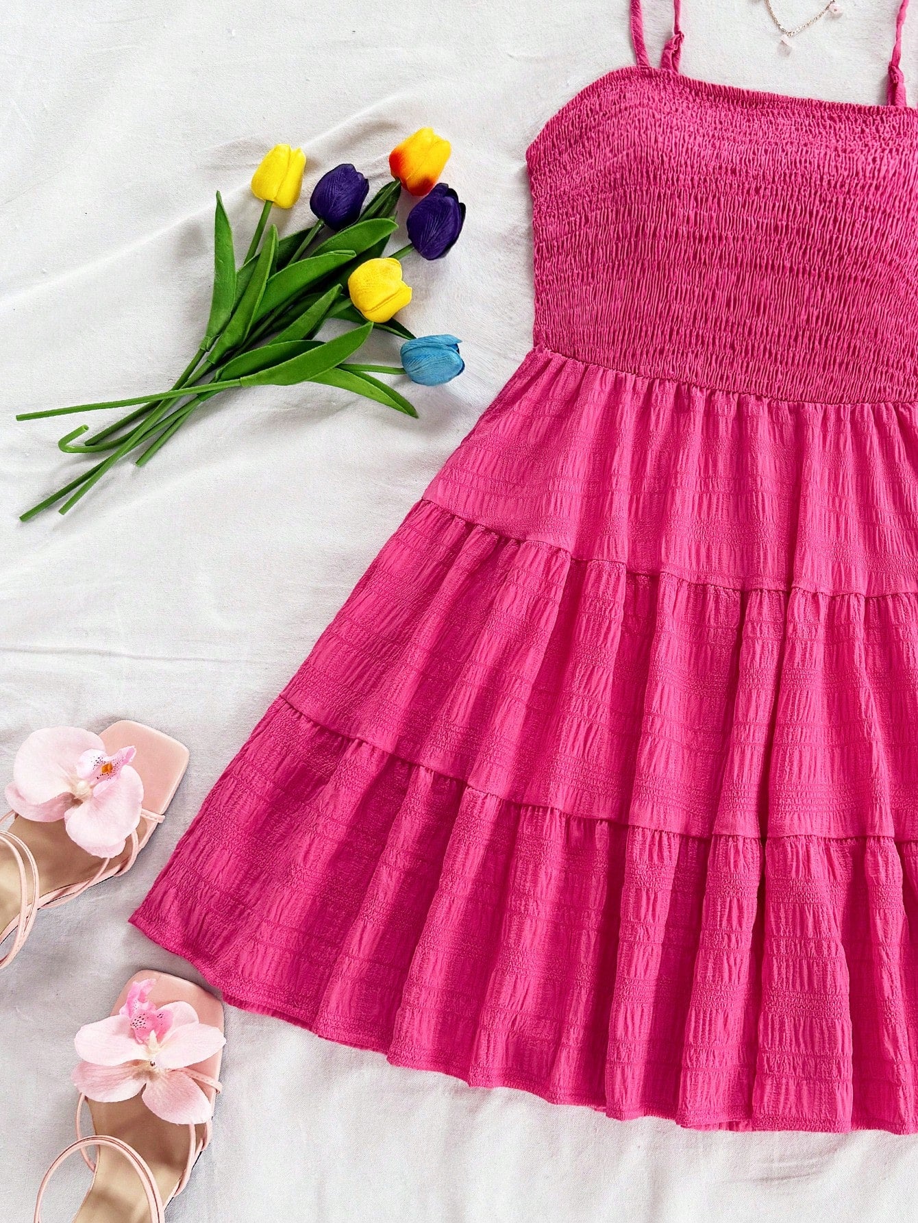 Soleia WYWH Women Spring Break Solid Ruffle Hem Cami Blue Dress,Summer Dresses For Women