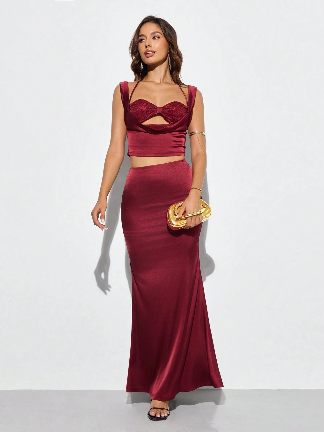 SHEIN BAE Women's Fashionable Metallic Effect Evening Party Clutch Bag, Perfectly Matching With Bridal Party, Party Bags,Perfect For Party Wedding Prom Dinner/Banquet Matching With Holiday Party Dress Evening Dress & Sequin Dress