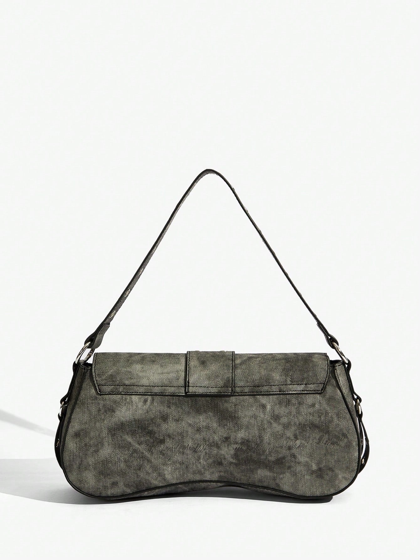 SHEIN X Lucía Bellido SHEIN SXY Fashionable Black Stud Shoulder Bag For Women, Versatile, Shopping Bag, Cool, Street Bag, Teenagers