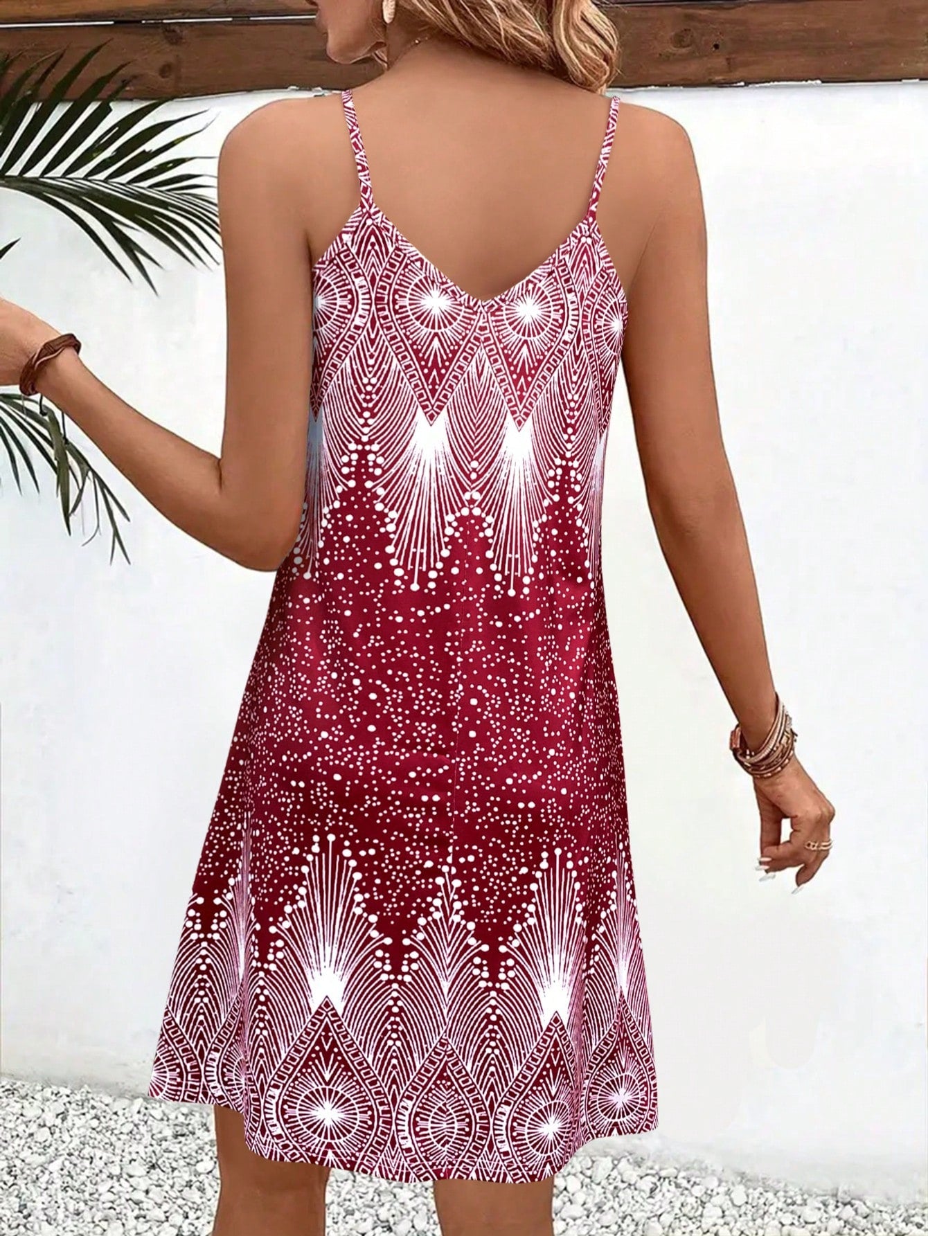 Women's Strappy Summer Dress,Simple Sleeveless Floral Sundress, Beach V-Neck Dress For Summer Clothes,Casual Summer Outfits For Women,Slip Dress Vacation Outfits Women