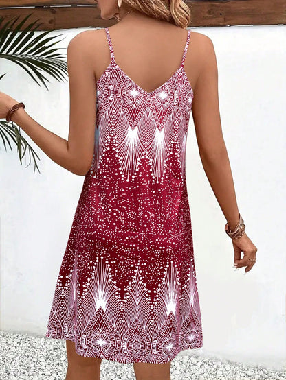 Women's Strappy Summer Dress,Simple Sleeveless Floral Sundress, Beach V-Neck Dress For Summer Clothes,Casual Summer Outfits For Women,Slip Dress Vacation Outfits Women