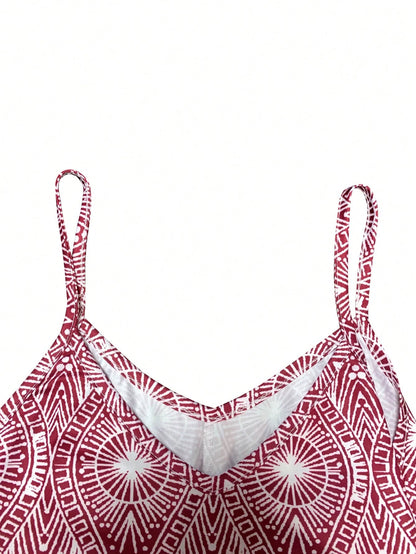 Women's Strappy Summer Dress,Simple Sleeveless Floral Sundress, Beach V-Neck Dress For Summer Clothes,Casual Summer Outfits For Women,Slip Dress Vacation Outfits Women