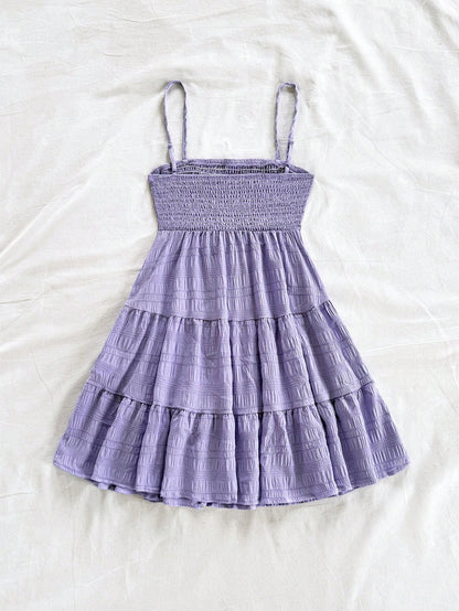 Soleia WYWH Women Spring Break Solid Ruffle Hem Cami Blue Dress,Summer Dresses For Women