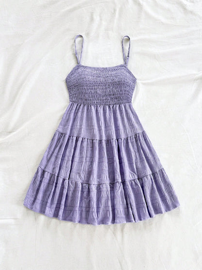 Soleia WYWH Women Spring Break Solid Ruffle Hem Cami Blue Dress,Summer Dresses For Women