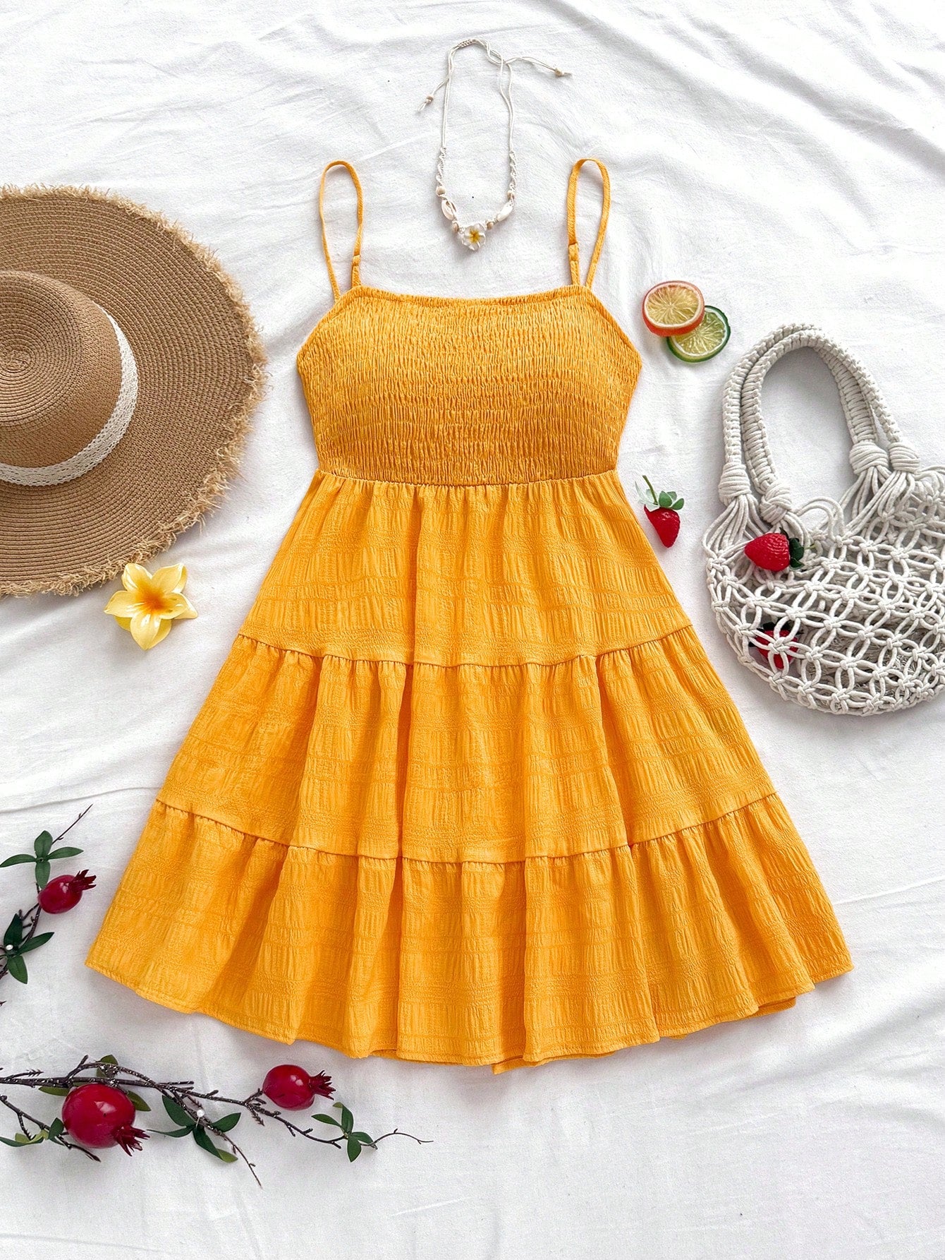 Soleia WYWH Women Spring Break Solid Ruffle Hem Cami Blue Dress,Summer Dresses For Women