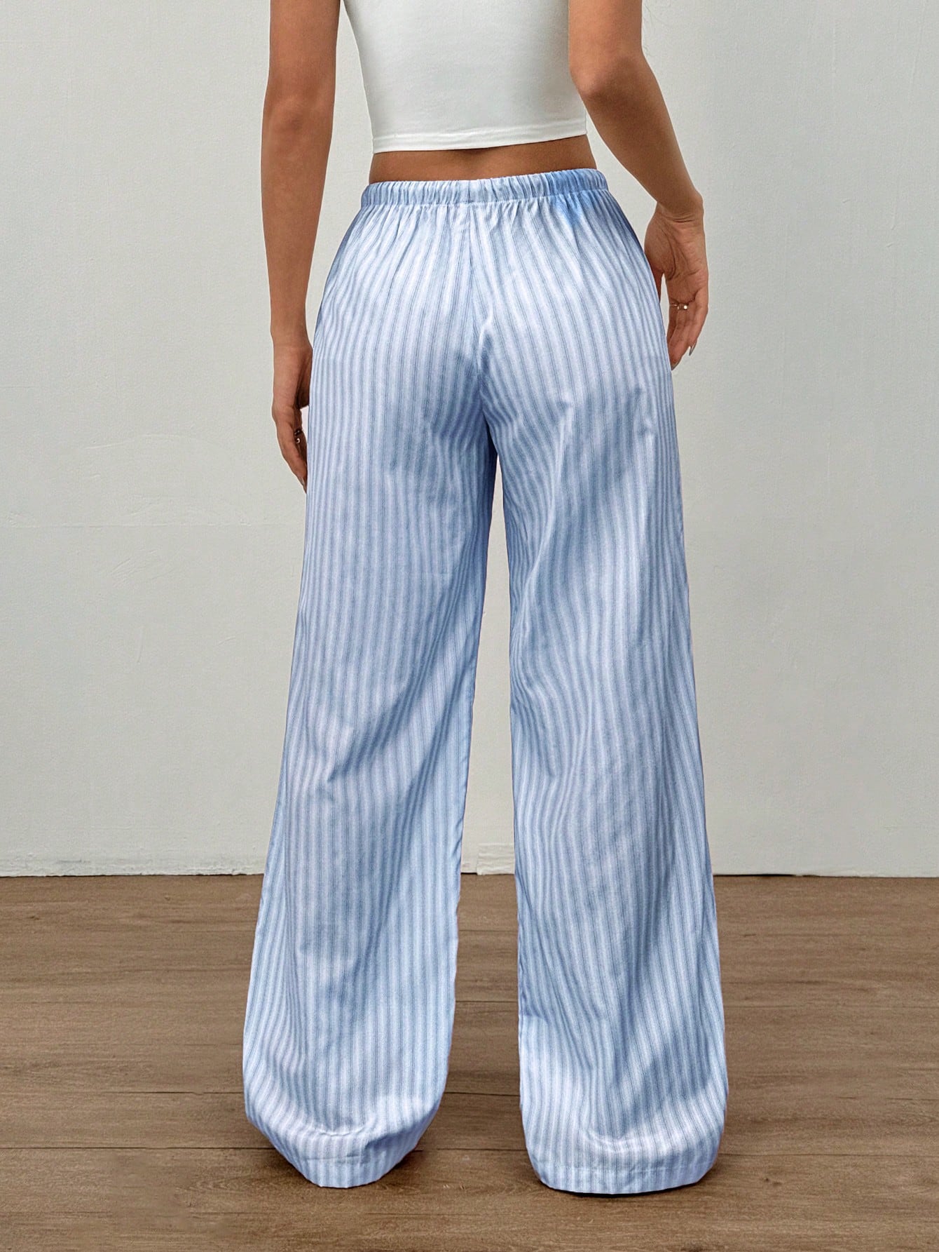 Flirla Pink Cotton Drawstring Waist Straight Leg Pants, Fashion Casual Home Wear For Women, Spring Fall Cloth For Women