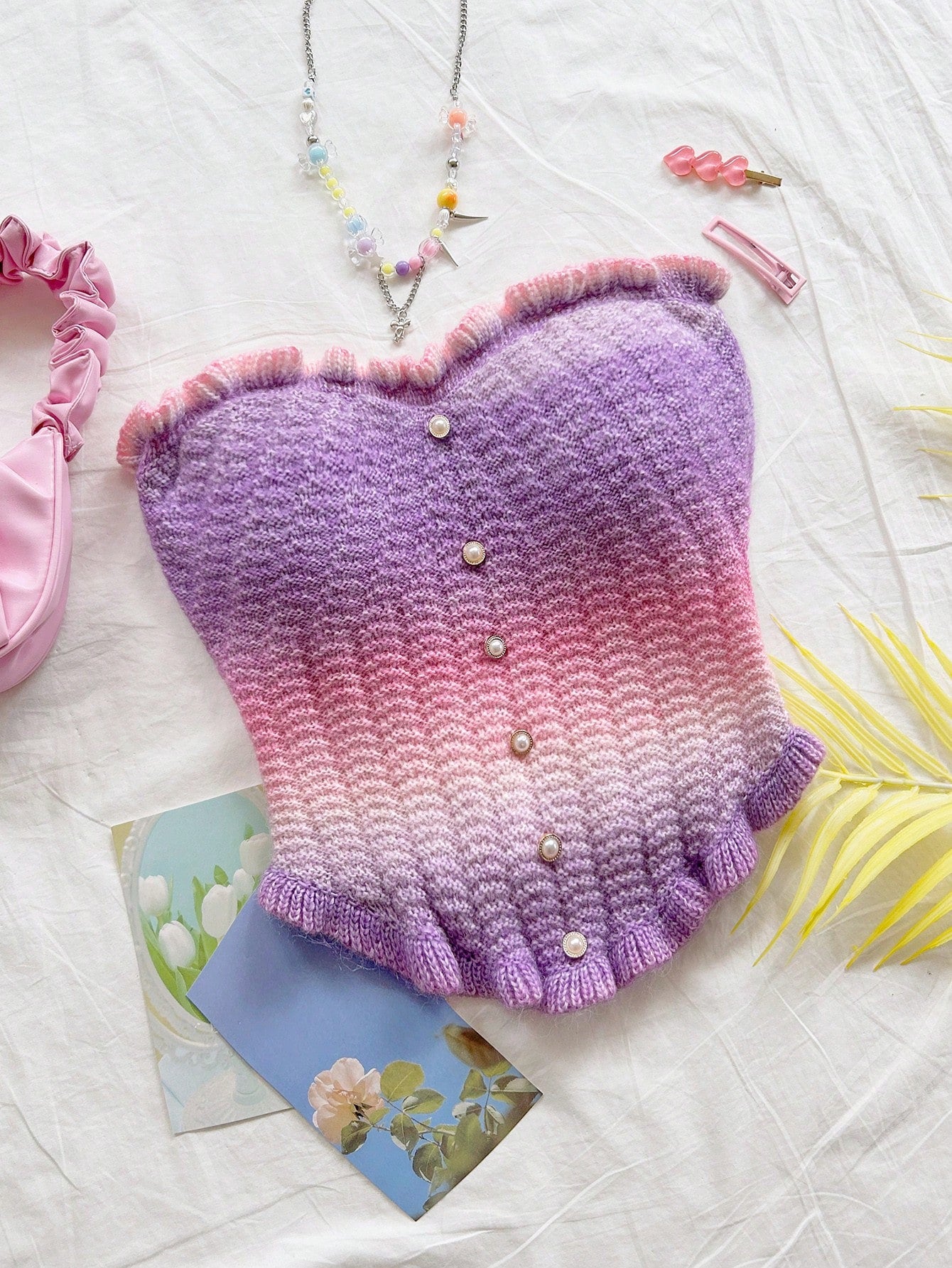 Soleia Women's Button Decor Fashion Casual Ruffle Hem Knitted Camisole Top,Going Out Top