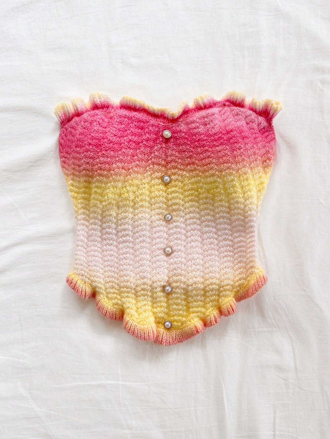 Soleia Women's Button Decor Fashion Casual Ruffle Hem Knitted Camisole Top,Going Out Top