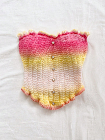 Soleia Women's Button Decor Fashion Casual Ruffle Hem Knitted Camisole Top,Going Out Top