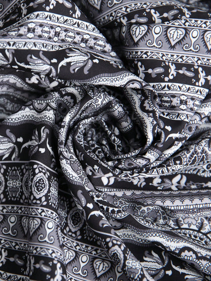 Breezaya Vintage Style Women's Printed Spaghetti Strap Dress With High Side Slit Maxi Vacation Beach Outfit