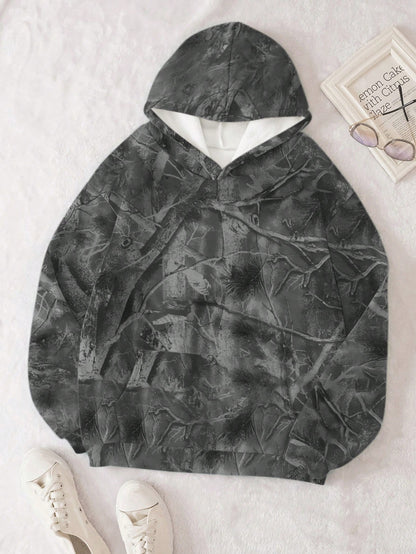 INAWLY Women's Casual Branch Print Long Sleeve Loose Hooded Sweatshirt,Graduation,Teacher,Back To School Pullover Fall