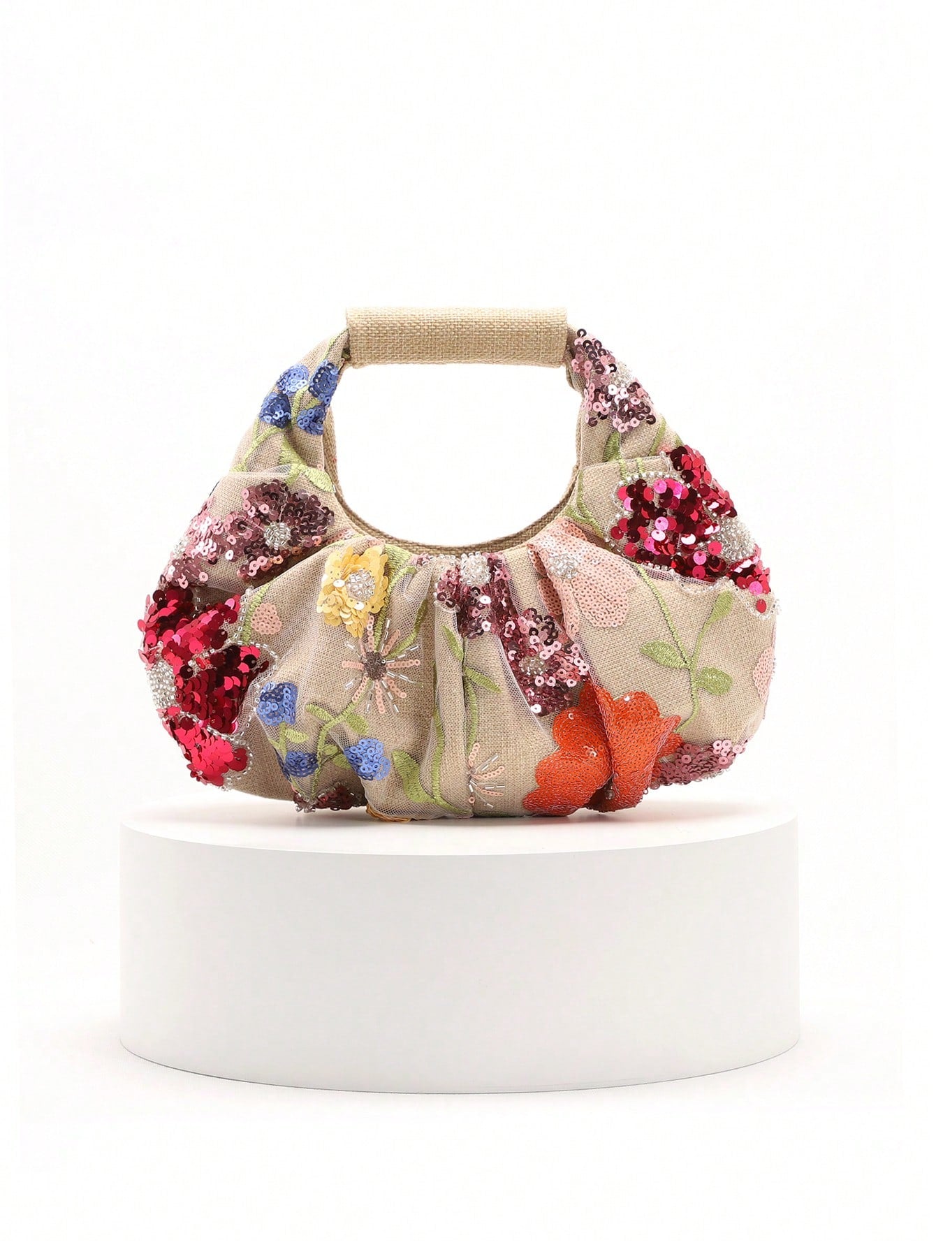 2024 Spring New Arrival Women Handbag, One Piece Of Solid Color Pearl Glossy PU Cloud Bag, Fashionable And Concise Stitching Design With Elegant Elegant For Lady, Foldable And Wrinkled Bag Style.