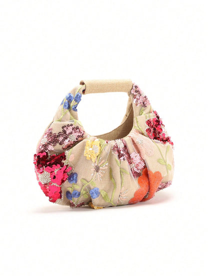 2024 Spring New Arrival Women Handbag, One Piece Of Solid Color Pearl Glossy PU Cloud Bag, Fashionable And Concise Stitching Design With Elegant Elegant For Lady, Foldable And Wrinkled Bag Style.