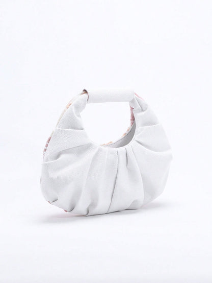 2024 Spring New Arrival Women Handbag, One Piece Of Solid Color Pearl Glossy PU Cloud Bag, Fashionable And Concise Stitching Design With Elegant Elegant For Lady, Foldable And Wrinkled Bag Style.