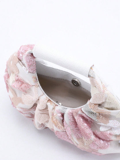 2024 Spring New Arrival Women Handbag, One Piece Of Solid Color Pearl Glossy PU Cloud Bag, Fashionable And Concise Stitching Design With Elegant Elegant For Lady, Foldable And Wrinkled Bag Style.