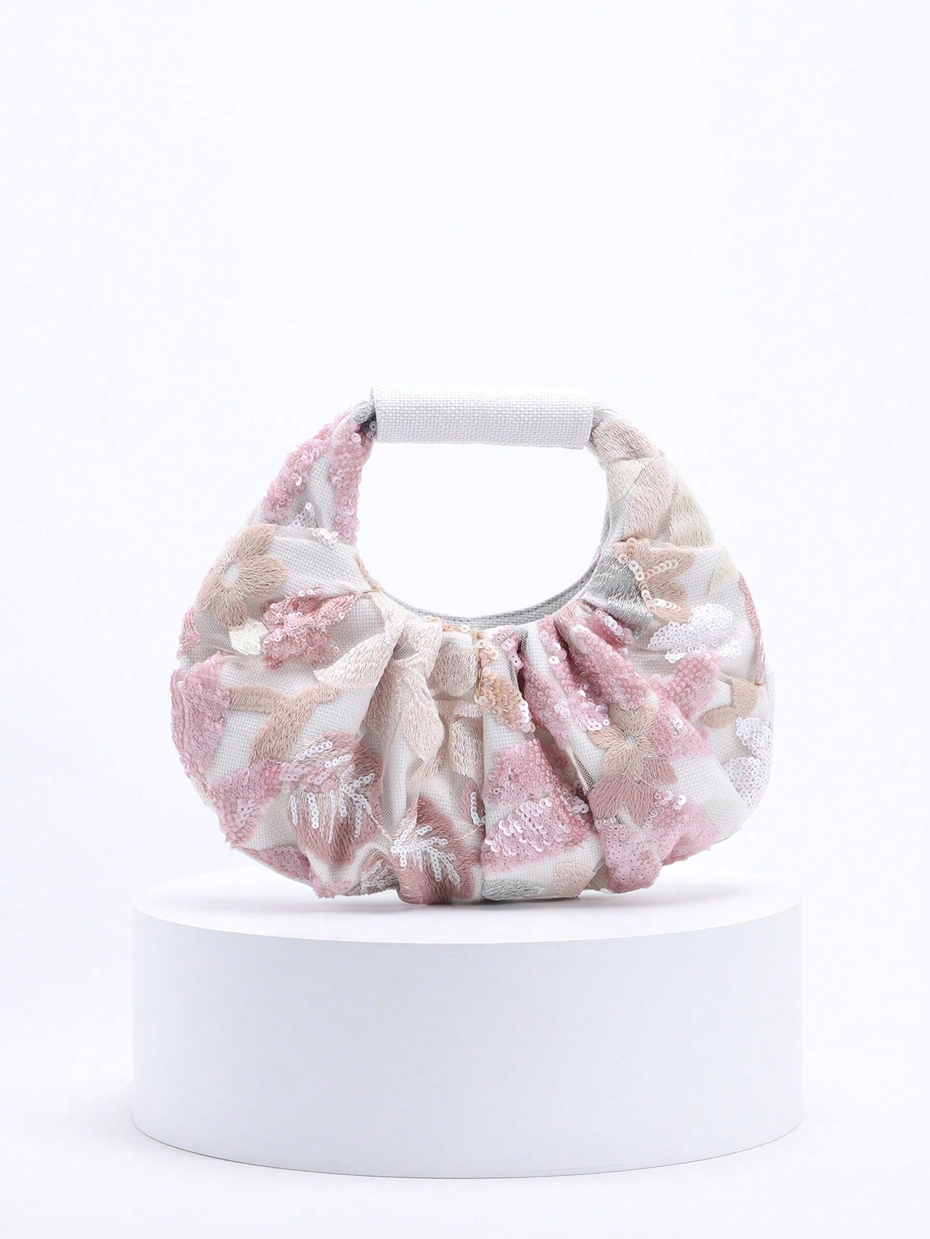 2024 Spring New Arrival Women Handbag, One Piece Of Solid Color Pearl Glossy PU Cloud Bag, Fashionable And Concise Stitching Design With Elegant Elegant For Lady, Foldable And Wrinkled Bag Style.