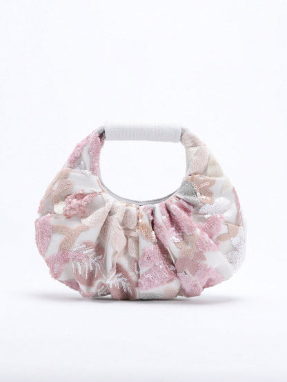 2024 Spring New Arrival Women Handbag, One Piece Of Solid Color Pearl Glossy PU Cloud Bag, Fashionable And Concise Stitching Design With Elegant Elegant For Lady, Foldable And Wrinkled Bag Style.