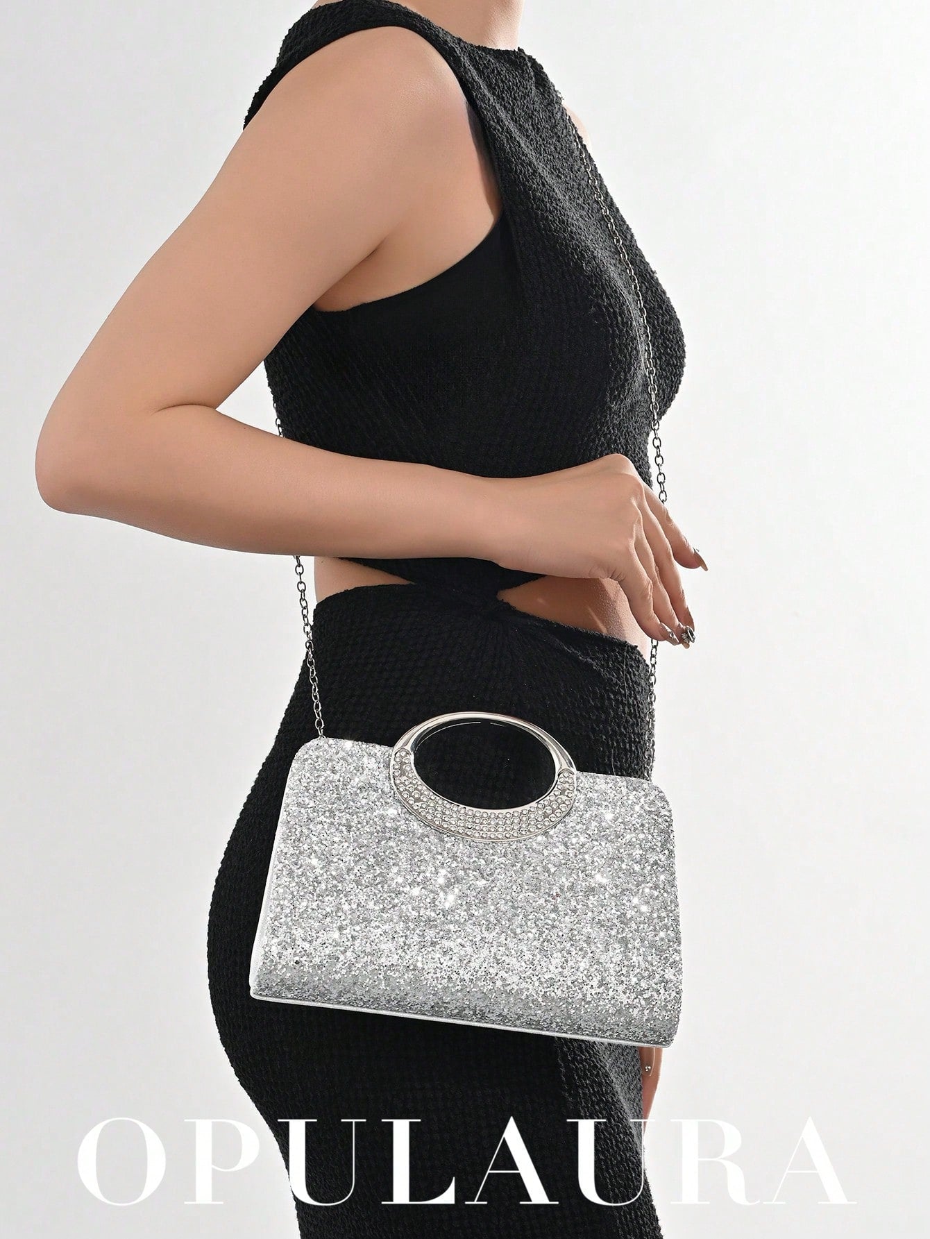 OpulAura Women's Fashion Sparkling Crystal Rhinestone Evening Clutch Bag, Glitzy Luxury Diamond Studded Formal Dress Purse, Suitable For Gala, Party, Birthday, Wedding, As Birthday Gift