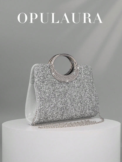 OpulAura Women's Fashion Sparkling Crystal Rhinestone Evening Clutch Bag, Glitzy Luxury Diamond Studded Formal Dress Purse, Suitable For Gala, Party, Birthday, Wedding, As Birthday Gift